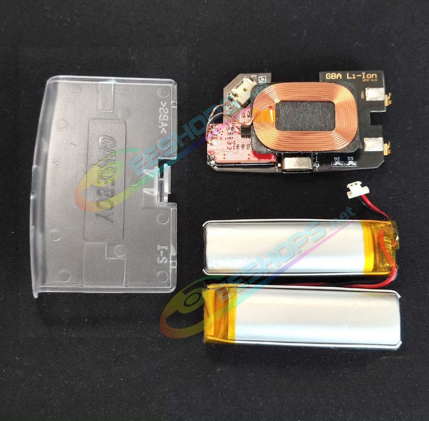  Best Modded Nintendo GameBoy Advance Type-C Dual Battery Pack Wireless Charging Mod Kit Replacement, Cheap Game Boy GBA Handheld Console USB-C Charge 1800 mAh Large Capacity Two Rechargeable Li-ion Batteries Module + Clear Cover Free Shipping 