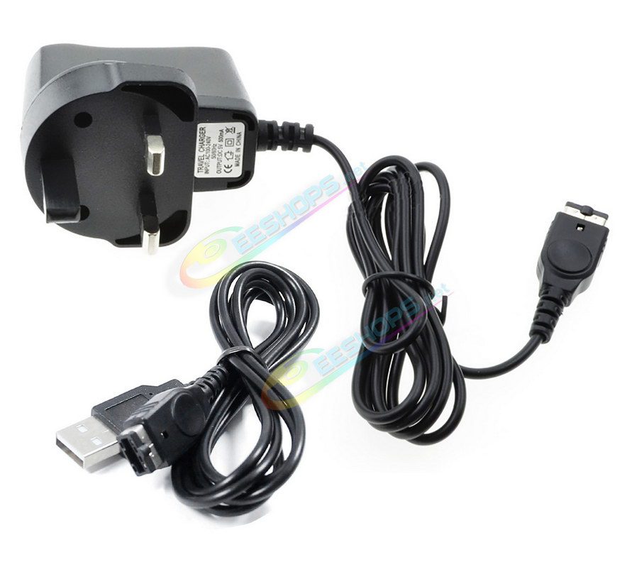  Cheap Nintendo GameBoy Advance SP DS AC Charger Adapter HK UK Plug + USB Charging Cable, Best New Game Boy Advanced GBA SP NDS IDS Handheld Console, British GB High Quality 100-240V Charge Adaptor 110cm Cord + 1.2M USB Power Line Free Shipping 