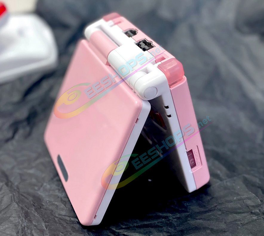 Customized Nintendo GameBoy Advance SP Extra Housing Case Glossy Pink & White + IPS Screen Mod Kit Replacement, Best GBA SP Handheld Game Console, Girls' Colors Mixing High Quality Shells Enclosure + V4 Lamination Display + Buttons Set Free Shipping