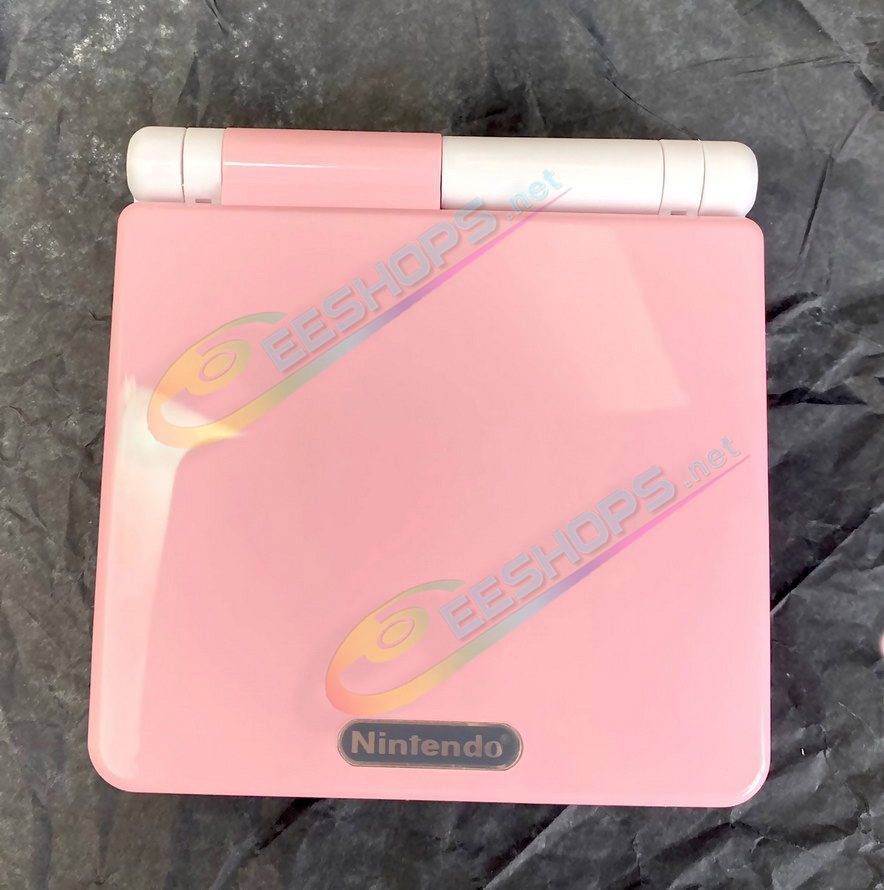 Customized Nintendo GameBoy Advance SP Extra Housing Case Glossy Pink & White + IPS Screen Mod Kit Replacement, Best GBA SP Handheld Game Console, Girls' Colors Mixing High Quality Shells Enclosure + V4 Lamination Display + Buttons Set Free Shipping