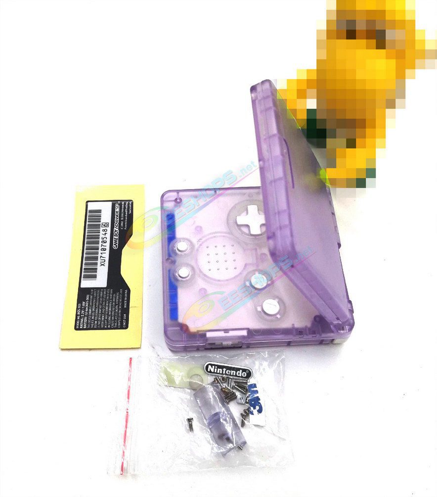  Cheap Nintendo GameBoy Advance SP Clear Purple Housing Shells + Collection Box Full Set Replacement, Best Game Boy GBA SP Console, Transparent Outer Enclosure, Storage Case, Screen Cover, Buttons, Screws, Luminous Pads / Plugs, Tools Free Shipping 