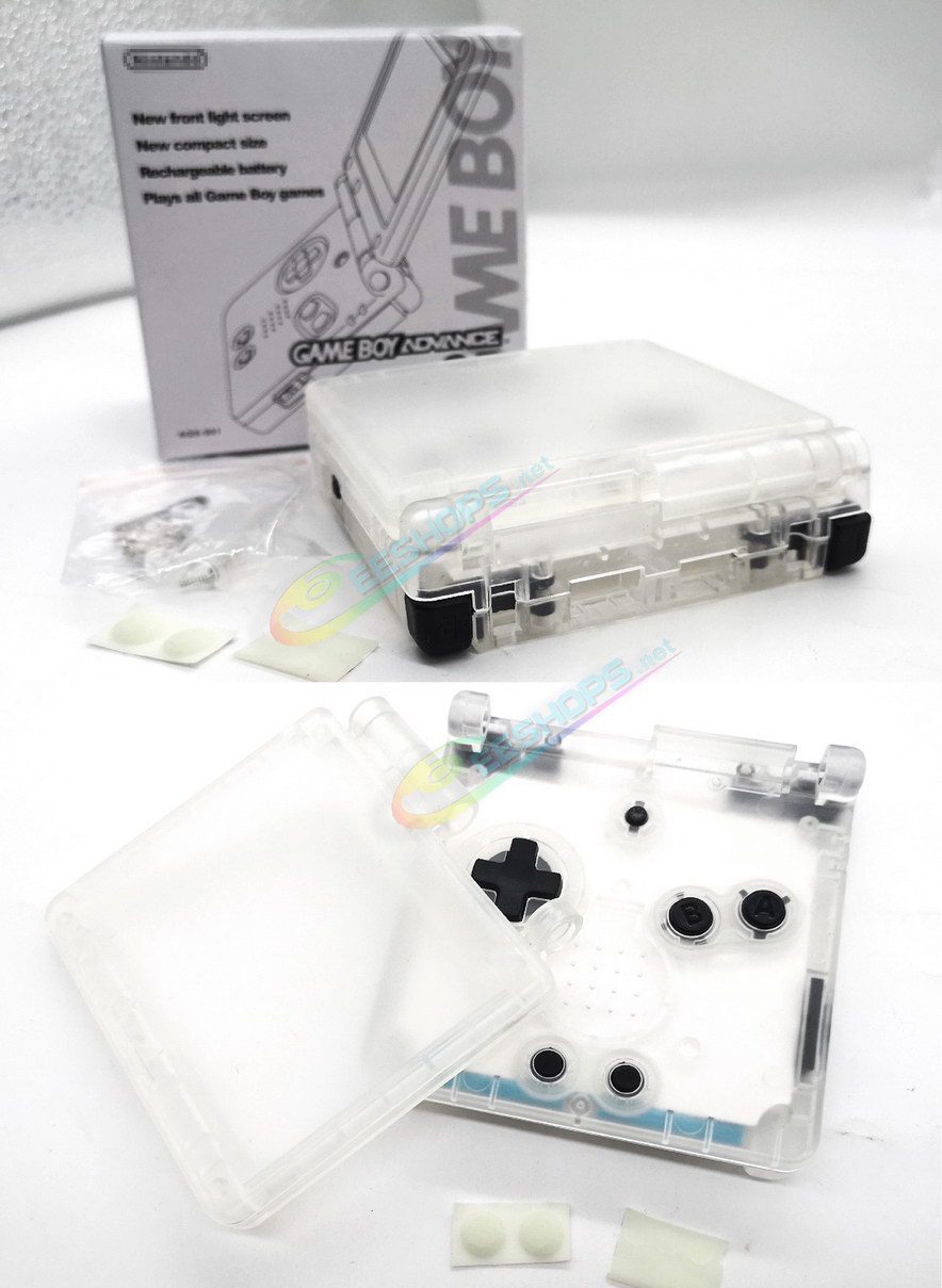  Cheap Nintendo GameBoy Advance SP Clear Housing Shells + Collection Box Full Set Replacement, Best Game Boy GBA SP Console, Transparent Outer Enclosure, Storage Case, Screen Cover, Buttons, Screws, Luminous Pads / Plugs, Tools Free Shipping 