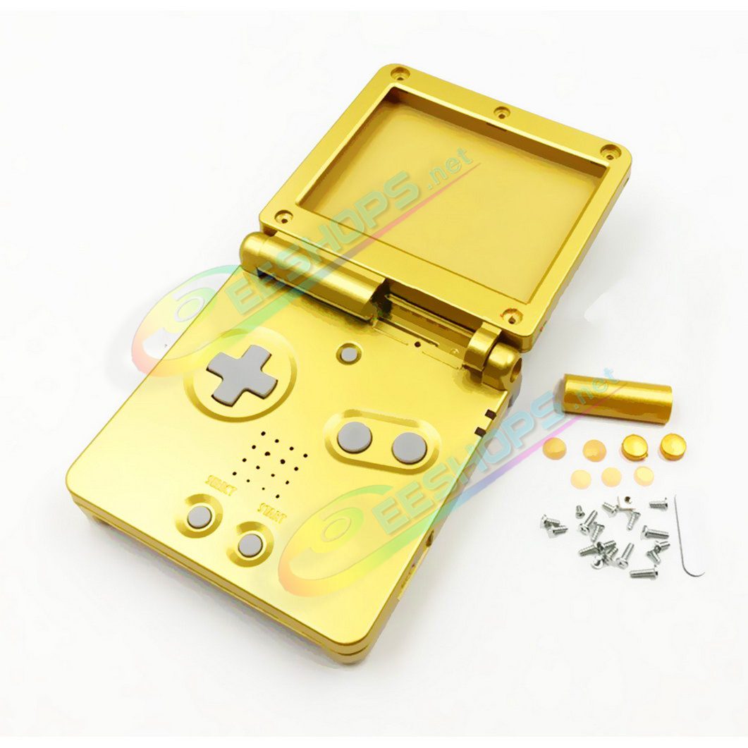  Brand New GBASP Extra Housing Case Limited Zelda Gold Shell Replacement, for Nintendo GameBoy Advance GBA SP Console, DIY for Mezula Mask Edition Outer Enclosure Covers w/ Grey Buttons, Screws, Plugs, Sticker 