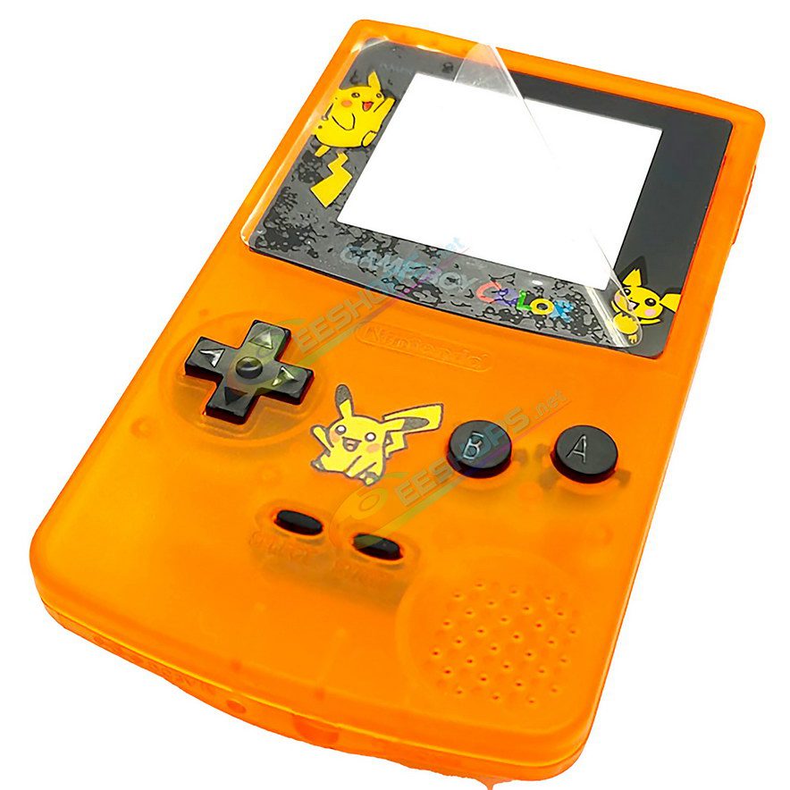  Cheap New Nintendo GameBoy Color Extra Shell Housing Case Full Set Pikachu Edition Clear Orange, Best Game Boy Colored GBC Handheld Console, Custom DIY Outer Case Enclosure + Screen Cover, Screws, Buttons, Rubber Pads, Sticker Free Shipping 