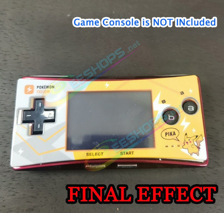  Cheap Nintendo GameBoy Micro Extra Faceplate Replacement Pokemon Yellow Limited Top Cover Plate, Best Game Boy Micro GBM Handheld Console, Customized Pikachu Edition Upper Face A Protective Screen Cover Coverplate Accessories Free Shipping 