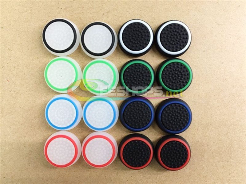 New Non-slip Thumb Grips Silicone Rocker JoyStick Cap Cover for Sony Playstation 4 PS4 Slim Pro Controllers Black & Blue Edge 4pcs Set Replacement Spare Parts Free Shipping