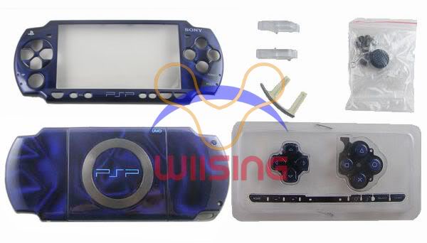 PSP Replacement Housing Shell Case with Button Set for SONY Replacement for Sony Playstation Portable Slim PSP 2000 ( PSP Slim ) 3D Blue