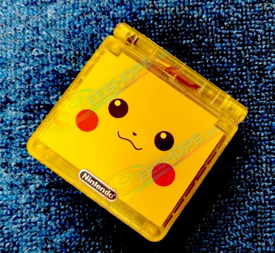 Cheap Nintendo GameBoy Advance SP IPS Screen + Extra Housing Case Pokemon Pikachu Yellow Replacement, Best GBA SP Handheld Console Customized Clear Outer Shells Enclosure + Full Lamination Display Mod Kit + Red Buttons + Collection Box Free Shipping