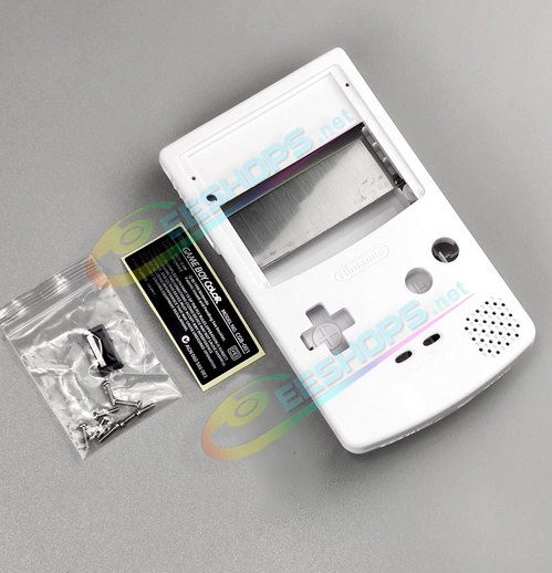 Customized Nintendo GameBoy Color Cyan IPS Screen Kit + Extra White Housing Case Replacement, Best Game Boy GBC Handheld Console, New DIY Full Lamination Brightening LCD Display Mod + Special Outer Enclosure Shells + Buttons, Tool Set Free Shipping