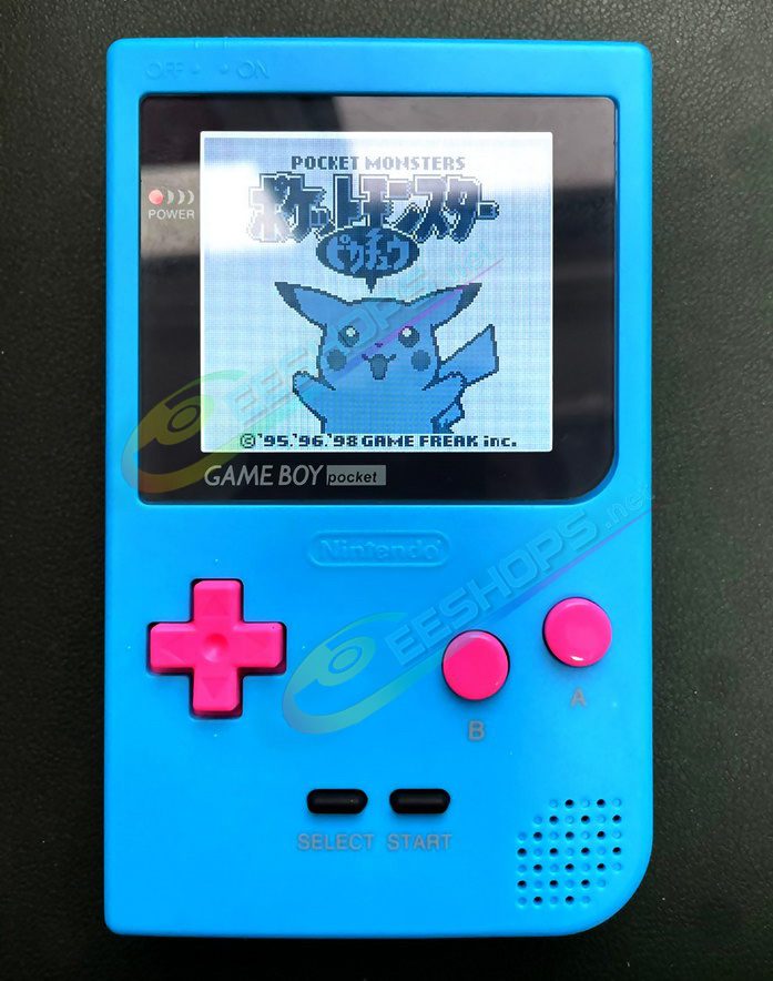 Cheap Nintendo GameBoy Pocket IPS Screen Mod Kit + Dedicated Sky Blue Housing Case Replacement, Best Game Boy GBP Handheld Game Console, Customized Dot-by-Dot High Brightness LCD Display + Black Glass Protective Cover + Rose Buttons Set Free Shipping