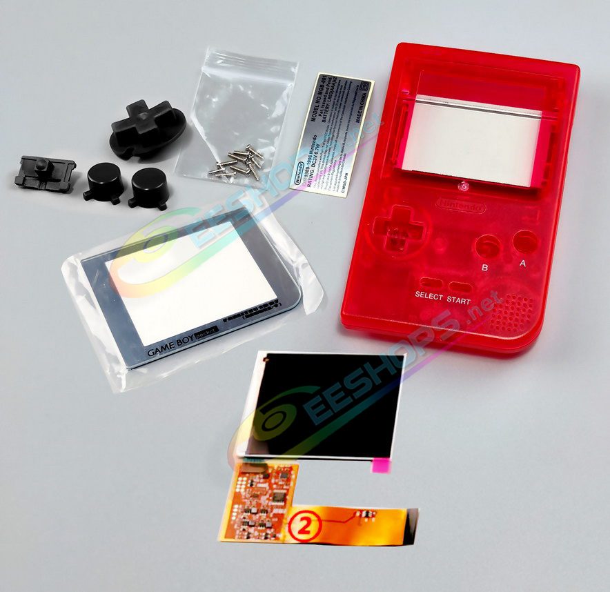 Cheap Nintendo GameBoy Pocket IPS Screen Mod +  Housing Case Kit Classic GB Grey Kit Replacement, Best Game Boy GBP Handheld Game Console, Customized Dot-by-Dot High Brightness LCD Display Moddule + Glass Protective Cover + Buttons Set Free Shipping