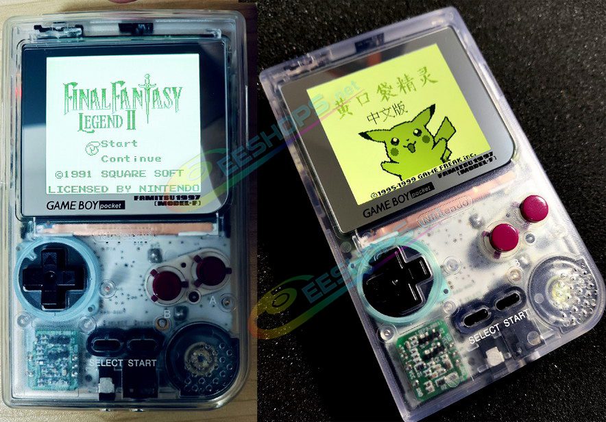 Cheap Nintendo GameBoy Pocket IPS Screen Mod Kit +  Clear Housing Case + Famitsu Glass Cover Replacement, Best Game Boy GBP Handheld Console, Customized Dot-by-Dot High Brightness LCD Display + Transparent Outer Enclosure + Buttons Set Free Shipping