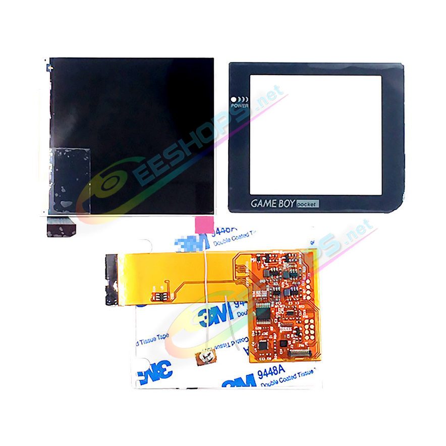 Cheap Nintendo GameBoy Pocket IPS Screen Mod Kit + Black Glass Protective Cover Replacement, Best Game Boy GBP Handheld Game Console, New Dot-by-Dot High Brightness Backlight Large LCD Display Moddule w/ Protection Mirror Accessories Free Shipping