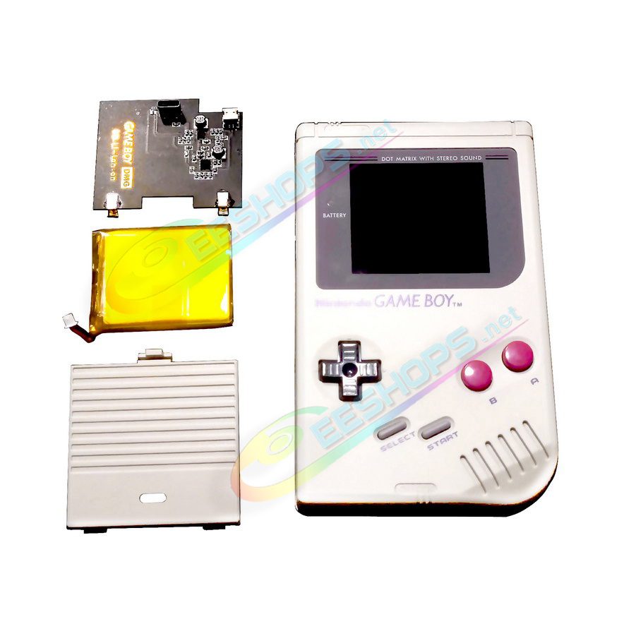  Best Nintendo GameBoy Classic USB-C Charge Mod Kit Rechargeable Battery Pack + Grey Housing Case Replacement, Cheap Game Boy GB DMG Fat Console, Large Capacity 2600 mAh Type-C Charge 24-Hour Long Life Lithium Modded Module + Rear Cover Free Shipping 