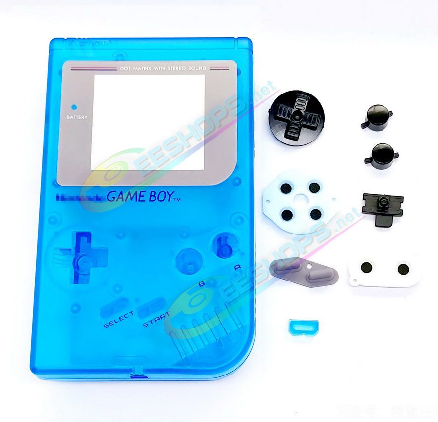 Best Nintendo GameBoy Extra Housing Case Shell Replacement Luminous Clear Yellow Pokemon Limited Edition, Cheap Game Boy DMG-01 Fat Handheld Console, Outer Enclosure + Pikachu Screen Cover, Buttons, Screws, Pads, Sticker, Tool Full Set Free Shipping