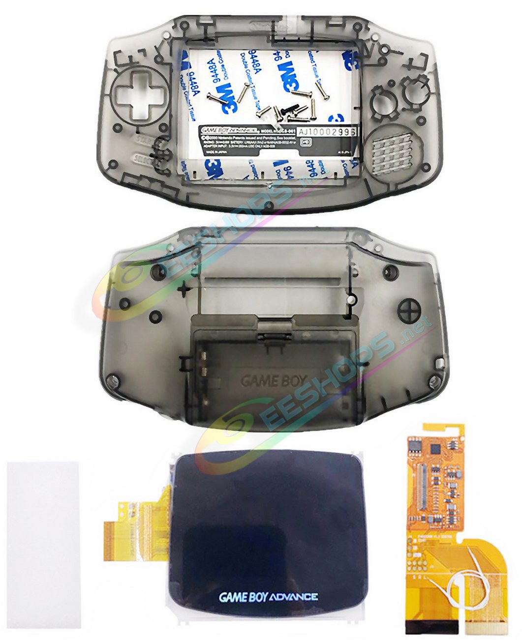  Cheap Nintendo GameBoy Advance IPS Display Mod Kit with Housing Shells Clear Black, Best New GBA Handheld Game Console DIY V3.0 Dot by Dot Brighten Screen +Special Full Cover Case Complete Assembly Free Shipping 