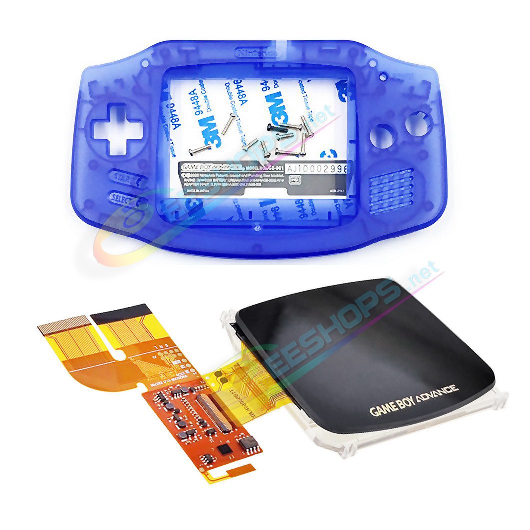  Cheap Nintendo GameBoy Advance IPS Display Mod Kit with Housing Shells Clear Blue, Best New GBA Handheld Game Console DIY V3.0 Dot by Dot Brighten Screen +Special Full Cover Case Complete Assembly Free Shipping 