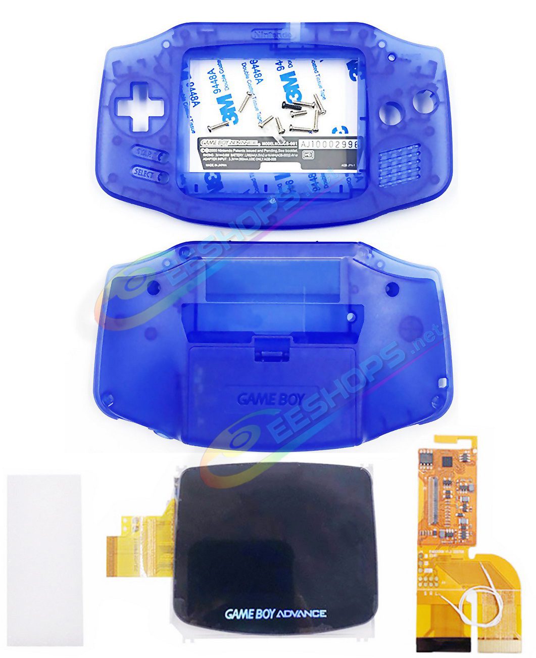  Cheap Nintendo GameBoy Advance IPS Display Mod Kit with Housing Shells Clear Blue, Best New GBA Handheld Game Console DIY V3.0 Dot by Dot Brighten Screen +Special Full Cover Case Complete Assembly Free Shipping 