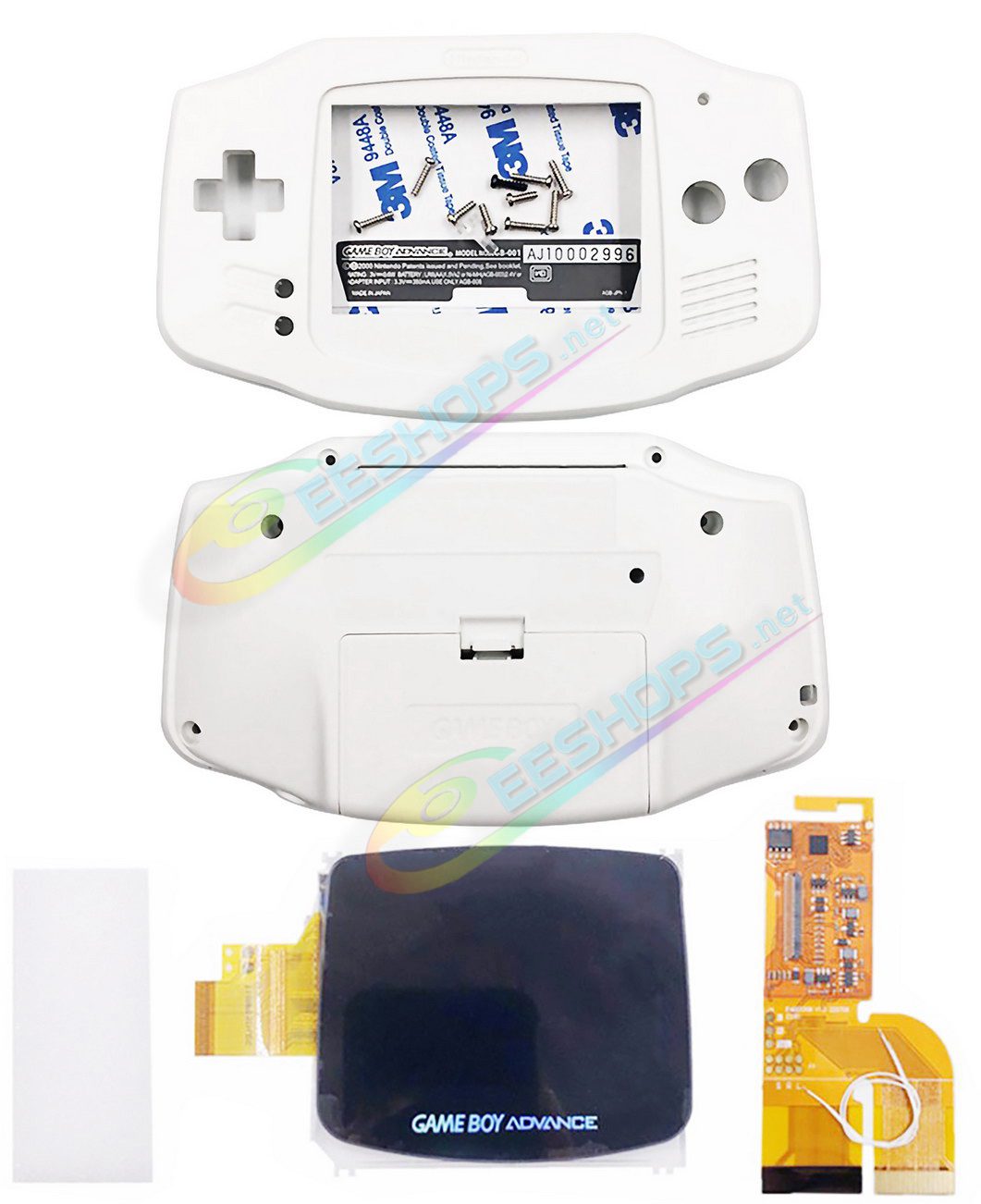  Cheap Nintendo GameBoy Advance IPS Display Screen Mod Kit with Housing Case Shells White, Best New GBA Handheld Game Console V3.0 Dot by Dot Brighten LCD Module + Special 100% Fit Full Cover Complete Assembly Free Shipping 