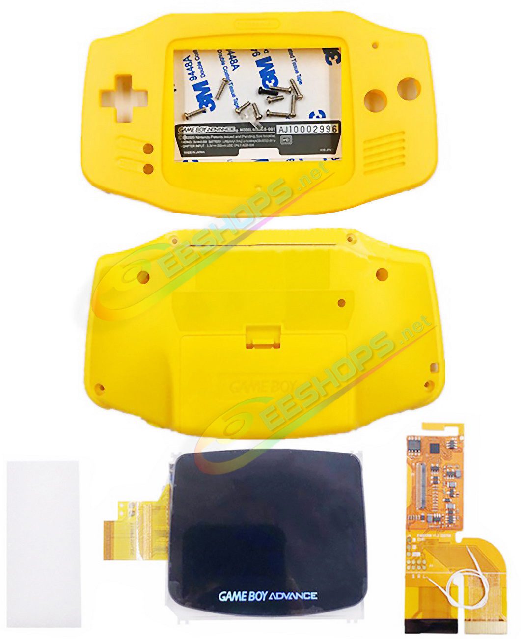  Cheap Nintendo GameBoy Advance IPS Display Screen Mod Kit with Housing Case Shells Yellow Color, Best New GBA Handheld Game Console V3.0 Dot by Dot Brighten LCD Module + Special 100% Fit Full Cover Complete Assembly Free Shipping 