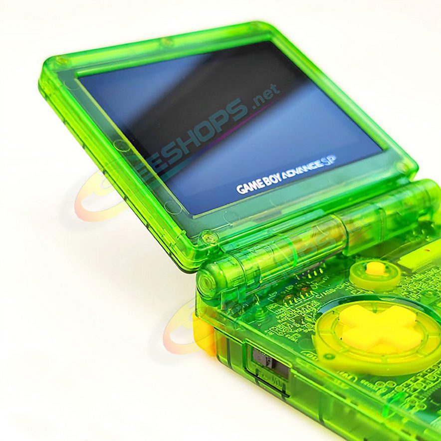 Best Nintendo GameBoy Advance SP Laminated IPS Screen + Housing Case Zelda Four Swords Edition Water Clear Green Replacement, Cheap GBA SP Handheld Game Console, V4 High Brightness LCD Display + Quality Outer Enclosure / Buttons Set Free Shipping