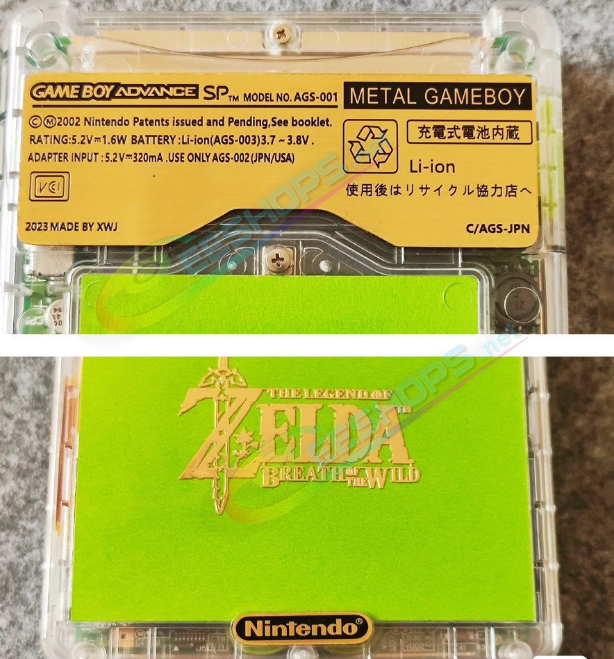  Best Customized Nintendo GameBoy Advance SP Extra Copper Back Stickers Metal Paster Pack 2 Set Replacement, Cheap Game Boy GBA SP Handheld Console, Brand New Brass Rustless Etching Top Logo / Bottom Label w/ Double-sided adhesive Free Shipping 