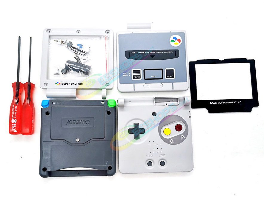  Cheap New Nintendo GameBoy SP Extra Shell Housing Case Full Set Classic SFC Retro Grey, Best Game Boy GBA GBASP Handheld Console, Super Famicom Limited Outer Enclosure + Protective Screen Cover, Screws, Buttons, Sticker, Tools Free Shipping 