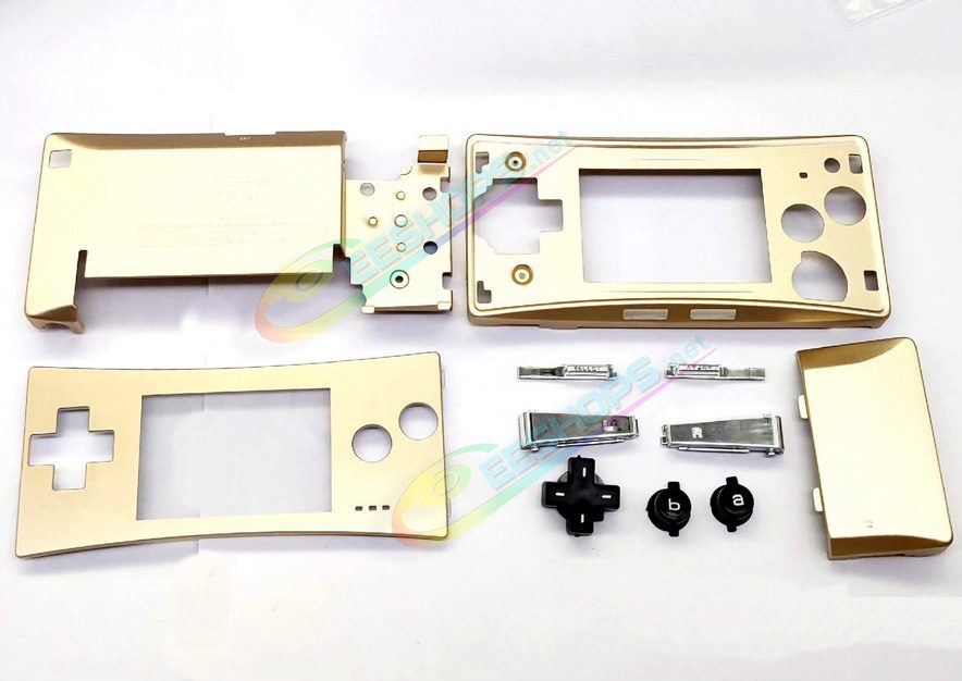  Cheap Nintendo GameBoy Micro Extra Alloy Housing Case Sells + Top Faceplate Gold Color Full Set Replacement, Best Game Boy Micro GBM Handheld Console, DIY Aluminum Outer Enclosure  / Battery Cover Plates / Shoulder & Buttons  / Screws Free Shipping 