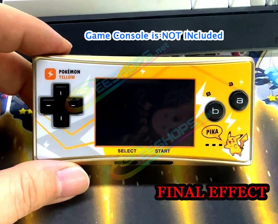  Cheap Nintendo GameBoy Micro Extra Housing Case Gold Pokemon Yellow Limited Faceplate Replacement, Best GBM Handheld Console Customized Pikachu Edition Outer Enclosure Top / Bottom / Battery Cover Plates + Screws Accessories Free Shipping 