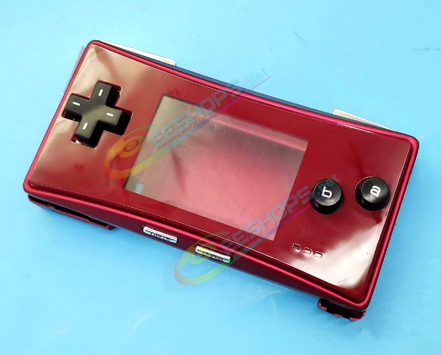  Cheap Nintendo GameBoy Micro Extra Housing Case Alloy Shells + Red Faceplate Full Set Replacement, Best GBM Console Outer Enclosure Top / Bottom / Battery Cover Plates + Silver Plated Shoulder + Black Buttons + Screws Accessories Free Shipping 