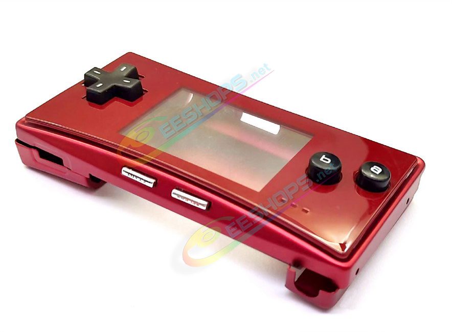  Cheap Nintendo GameBoy Micro Extra Housing Case Alloy Shells + Red Faceplate Full Set Replacement, Best GBM Console Outer Enclosure Top / Bottom / Battery Cover Plates + Silver Plated Shoulder + Black Buttons + Screws Accessories Free Shipping 