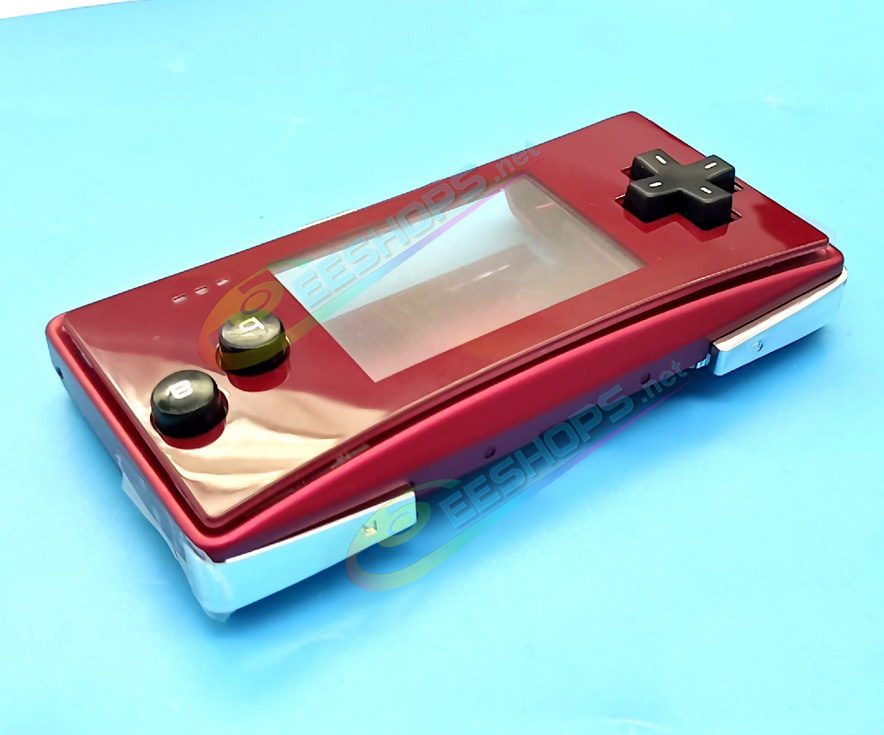  Cheap Nintendo GameBoy Micro Extra Housing Case Alloy Shells + Red Faceplate Full Set Replacement, Best GBM Console Outer Enclosure Top / Bottom / Battery Cover Plates + Silver Plated Shoulder + Black Buttons + Screws Accessories Free Shipping 