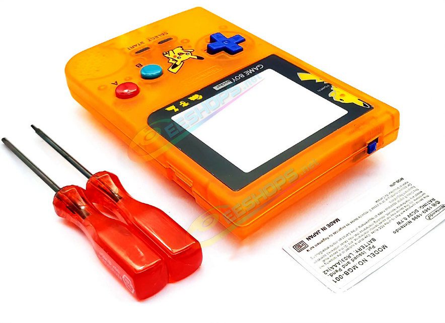  Cheap New Nintendo GameBoy Pocket Extra Shell Housing Case Full Set Pikachu Edition Clear Orange, Best Game Boy GBP Handheld Console, Custom DIY Outer Case Enclosure + Screen Cover, Screws, Buttons, Rubber Pads, Sticker, Screwdrivers Free Shipping 