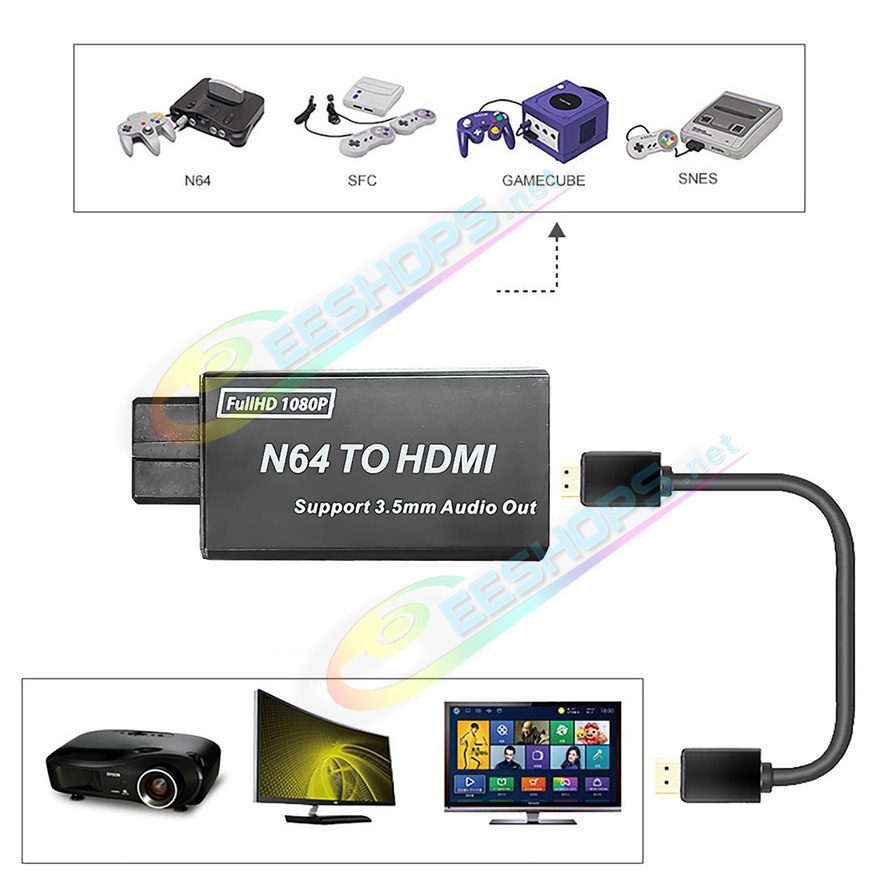  Cheap SNES SFC to HDMI Converter Adapter with 3.5mm Headset Port, Best Super Famicom Nintendo Entertainment System Video Game Consoles, High-Definition HDTV 1080P/720P PAL/NTSC HD TV Monitor Video Converting Adaptor + Audio Out Free Shipping 