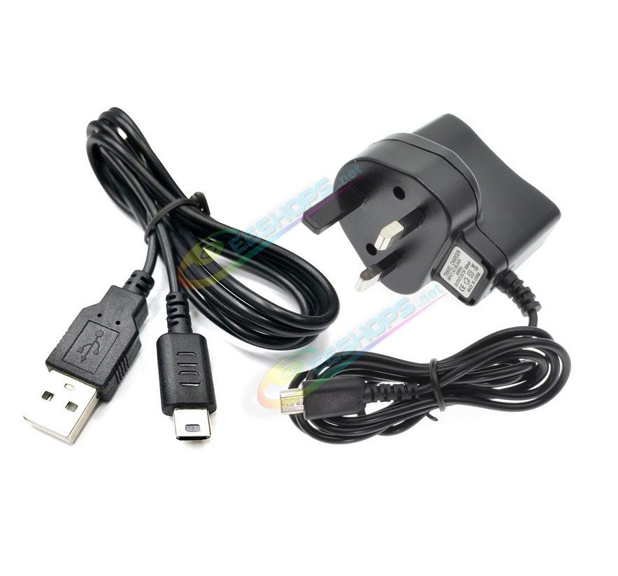  Best Nintendo DS Lite AC Charger Power Adapter UK HK Plug + USB Charging Cable, Cheap New DS Lite NDSL Handheld Console Hongkong / British Edition 100-240V  DC 5V 500mA Wall / Desktop Charge Adaptor 1M Cord + 1.2M USB Power Line Free Shipping 