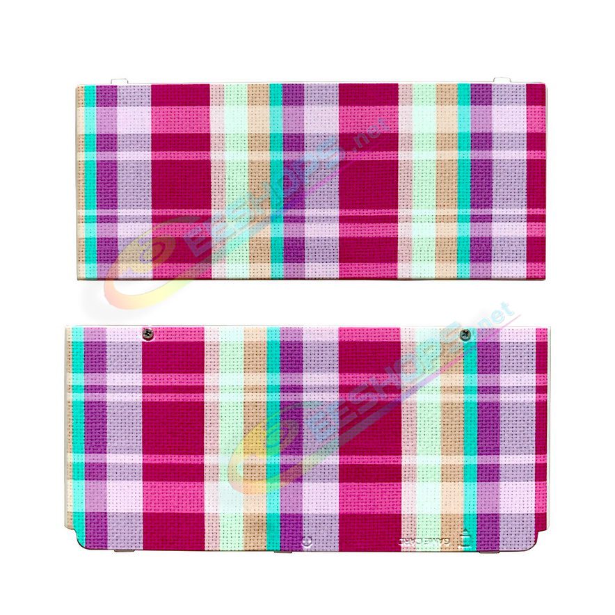 Cheap Nintendo New 3DS Extra Faceplate Shells Replacement Colored Stripe Cloth Pattern, Best New3DS Small Handheld Game Console, Custom Colorful Top / Bottom Cover Plates A/E Coverplate White Backplate 2 PCS Set Spare Parts Accessories Free Shipping