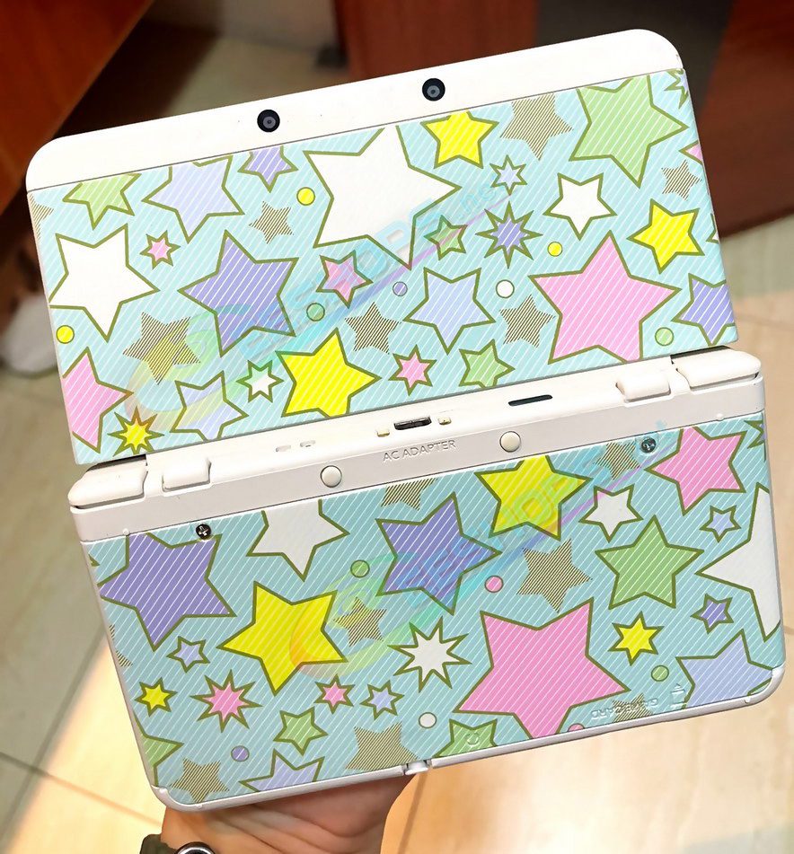 Cheap Nintendo New 3DS Extra Faceplate Shells Replacement Multi-Colored Stars Pattern, Best New3DS Small Handheld Game Console, DIY Colorful Star Top / Bottom Cover Plates A/E Coverplate White Backplate 2 PCS Set Spare Parts Accessories Free Shipping