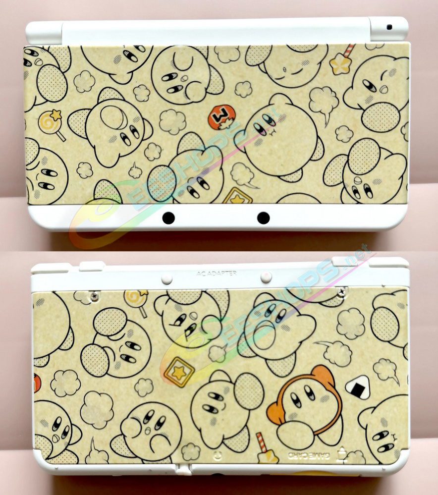 Best Nintendo New 3DS Extra Cover Plates Shells Replacement Kawaii Cute Star Kirby Limited Edtion, Cheap New3DS Small Handheld Game Console, Customized Frosted Beige Color Embossed Outer Top / Bottom Faceplate Coverplate White Backplate Free Shipping