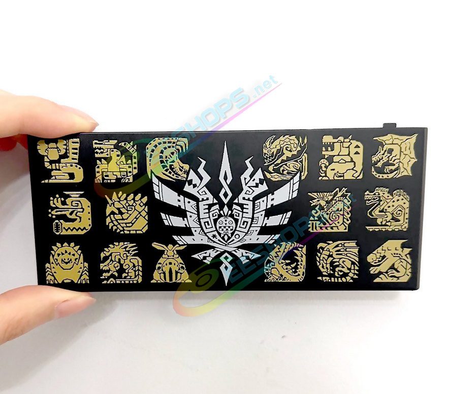 Best Nintendo New 3DS Extra Shells Replacement Cover Plates Monster Hunter 4 Ultimate Limited Edtion, Cheap New3DS Small Handheld Game Console, Black Backplate Gold Monsters Manual Logos Outer Top / Bottom Faceplate Coverplate 2 PCS Set Free Shipping