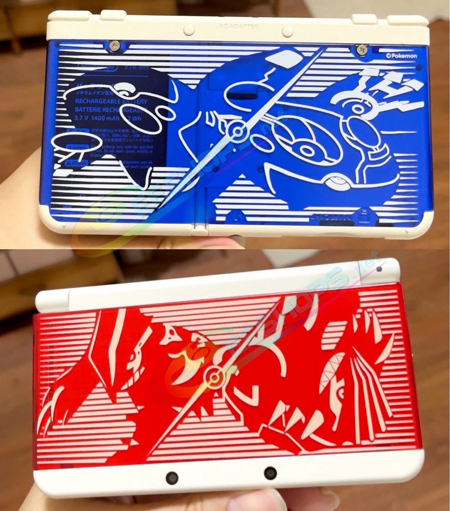 Cheap Nintendo New 3DS Extra Faceplate Replacement Clear Cover Plates Pokemon Ruby & Sapphire, Best New3DS Small Handheld Game Console, Semi-Transparent Limited Edition Red & Blue Top & Bottom Outer Shells Coverplate Set Accessories Free Shipping