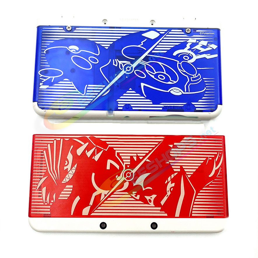 Cheap Nintendo New 3DS Extra Faceplate Replacement Clear Cover Plates Pokemon Ruby & Sapphire, Best New3DS Small Handheld Game Console, Semi-Transparent Limited Edition Red & Blue Top & Bottom Outer Shells Coverplate Set Accessories Free Shipping