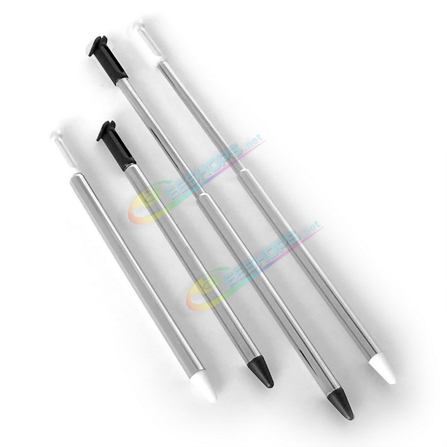  Cheap New Nintendo 3DS Extra Stylus Telescopic Metal Touch Pen Black / White Color 2 PCS Set Replacement, Best New3DS N3DS Small Handheld Game Console Telescoping Pencil Touchpen Two Piece Spare Parts Accessories Free Shipping 