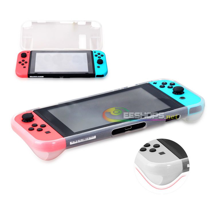 Best New TPU Skin Protector Case Sleeve Cover Armor for Nintendo Switch NS Game Console & Joy-Con Controllers All-in-One Transparent White Free Screen Film