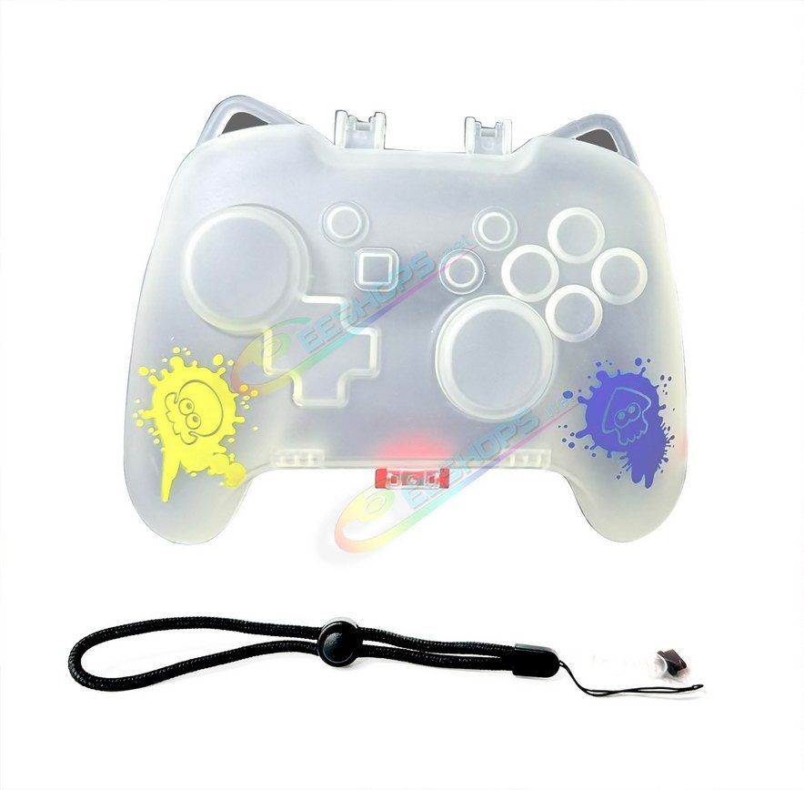  Best Nintendo Switch Pro Wireless Controller Protective Hard Storage Case Splatoon Edition Clear White, Cheap Frosted Shaped Impact-Resistant Pressure-Proof Protection Carrying Case + Hand Strap + Dust Plug / Ring Free Shipping 