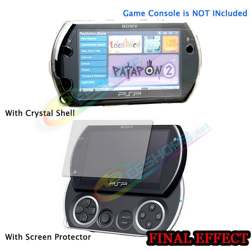  Cheap Sony Playstation Portable Go Clear Crystal Shell Protective Case + Screen Film Protector Pack 2 Set, Best New PSP Go PSPGO Console, Scratch-Resistant Dust Proof Split Protection Covers, High Transparent Soft Films Accessories Free Shipping 