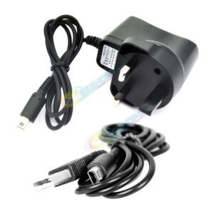 Cheap New Nintendo 3DS 2DS DSi XL / LL Charger AC Power Supply Adapter UK HK Plug Black + USB Charging Cable