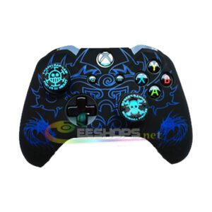 New Silicone Skin Protector Case Cover for Microsoft Xbox One Wireless Controllers Rubber Protective Sleeve Armor Blue Chinese Dragon W/ One Piece Thumb Grips