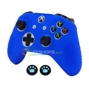 Best Cheap Anti-Slip Silicon Skin Protector Case for Microsoft Xbox One XboxOne Slim S Wireless Controller Rubber Cover Sleeve Armor Blue Color Free Claw Thumb Grips