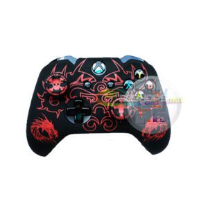 Best Silicone Skin Protector Case for Microsoft Xbox One Slim S Wireless Controller Protective Rubber Cover Sleeve Armor Red Chinese Dragon + One Piece Thumb Grips