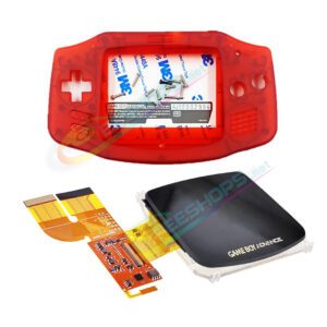 Cheap Nintendo GameBoy Advance IPS Display Screen Mod Kit with Housing Case Clear Red Shells